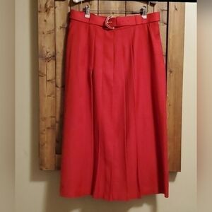 Vintage Red Wool Pleated A-Line Skirt by Antels MXM, Size 34